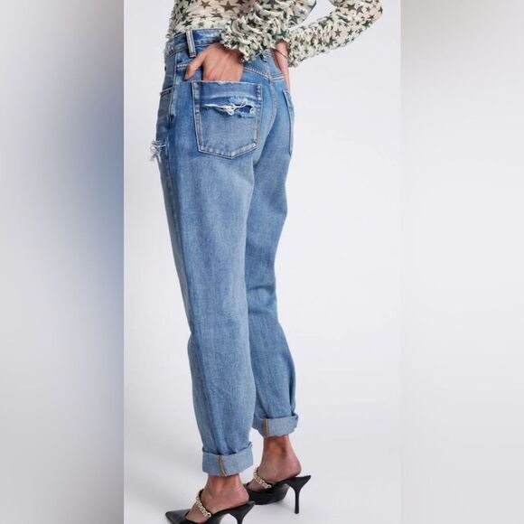 NWT One Teaspoon Women’s 1982s Mid Waist Ripped Berlin Blue Denim Jeans.Size 33 - Picture 3 of 16